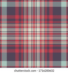 Pixel background vector design. Modern seamless pattern plaid. Square texture fabric. Tartan scottish textile. Beauty color madras ornament.