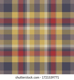 Pixel background vector design. Modern seamless pattern plaid. Square texture fabric. Tartan scottish textile. Beauty color madras ornament.