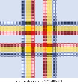 Diseño vectorial de fondo de píxeles. Diseño moderno sin fisuras. Tela de textura cuadrada. Tartán tejido escocés. Madrás color bello adorno.