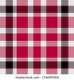 Pixel background vector design. Modern seamless pattern plaid. Square texture fabric. Tartan scottish textile. Beauty color madras ornament.