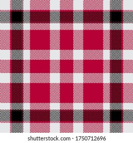 Pixel background vector design. Modern seamless pattern plaid. Square texture fabric. Tartan scottish textile. Beauty color madras ornament.