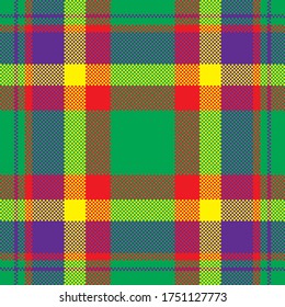 Pixel background vector design. Modern seamless pattern plaid. Square texture fabric. Tartan scottish textile. Beauty color madras ornament.