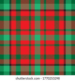 Pixel background vector design. Modern seamless pattern plaid. Square texture fabric. Tartan scottish textile. Beauty color madras ornament.