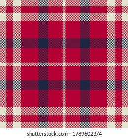 Pixel background vector design. Modern seamless pattern plaid. Square texture fabric. Tartan scottish textile. Beauty color madras ornament.