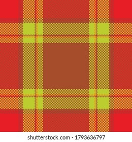 Pixel background vector design. Modern seamless pattern plaid. Square texture fabric. Tartan scottish textile. Beauty color madras ornament.