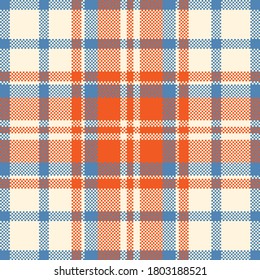 Pixel background vector design. Modern seamless pattern plaid. Square texture fabric. Tartan scottish textile. Beauty color madras ornament.