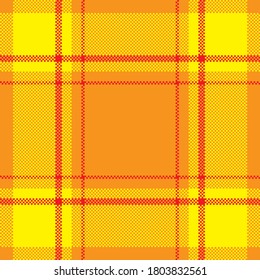Pixel background vector design. Modern seamless pattern plaid. Square texture fabric. Tartan scottish textile. Beauty color madras ornament.