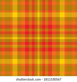 Pixel background vector design. Modern seamless pattern plaid. Square texture fabric. Tartan scottish textile. Beauty color madras ornament.