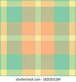 Pixel background vector design. Modern seamless pattern plaid. Square texture fabric. Tartan scottish textile. Beauty color madras ornament.