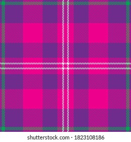 Pixel background vector design. Modern seamless pattern plaid. Square texture fabric. Tartan scottish textile. Beauty color madras ornament.