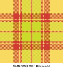 Pixel background vector design. Modern seamless pattern plaid. Square texture fabric. Tartan scottish textile. Beauty color madras ornament.