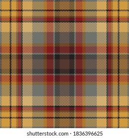 Pixel background vector design. Modern seamless pattern plaid. Square texture fabric. Tartan scottish textile. Beauty color madras ornament.