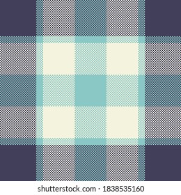 Pixel background vector design. Modern seamless pattern plaid. Square texture fabric. Tartan scottish textile. Beauty color madras ornament.