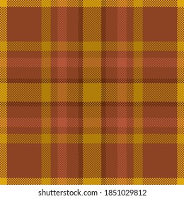 Pixel background vector design. Modern seamless pattern plaid. Square texture fabric. Tartan scottish textile. Beauty color madras ornament.