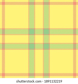 Pixel background vector design. Modern seamless pattern plaid. Square texture fabric. Tartan scottish textile. Beauty color madras ornament.
