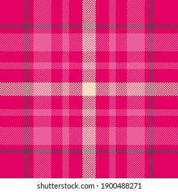 Pixel background vector design. Modern seamless pattern plaid. Square texture fabric. Tartan scottish textile. Beauty color madras ornament.