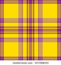 Pixel background vector design. Modern seamless pattern plaid. Square texture fabric. Tartan scottish textile. Beauty color madras ornament.