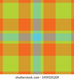 Pixel background vector design. Modern seamless pattern plaid. Square texture fabric. Tartan scottish textile. Beauty color madras ornament.