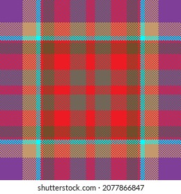 Pixel background vector design. Modern seamless pattern plaid. Square texture fabric. Tartan scottish textile. Beauty color madras ornament.