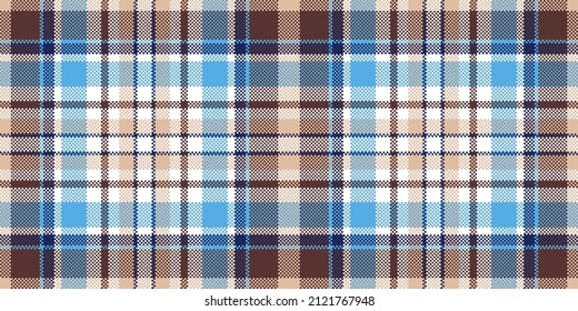 Pixel background vector design. Modern seamless pattern plaid. Square texture fabric. Tartan scottish textile. Beauty color madras ornament.