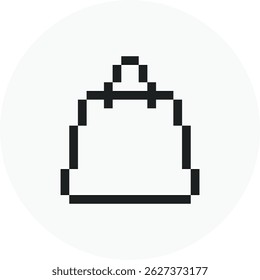 Pixel Bag Icon, 8 bit shopping outline retail store symbol vector design. Great for mobile app, web design, banner, game, etc