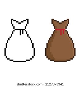pixel bag icon vector sign for 8 bit game