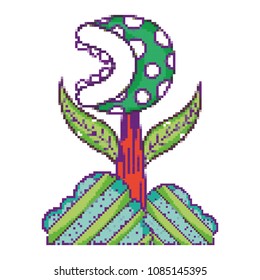 pixel bag plant with bush videogame