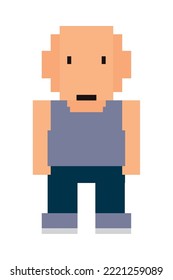 pixel bald man on white background