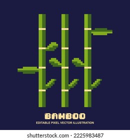 Pixel Bamboo tree icon vector illustration for video game asset, motion graphic and others	