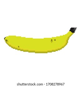 Pixel banana icon. Horizontal view. Vector graphic illustration. Isolated object on a white background. Isolate.