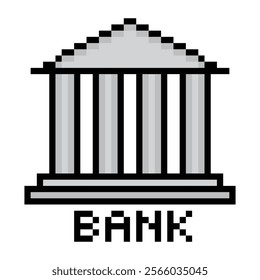  pixel bank icon vector pixel art money sign  for 8 bit game