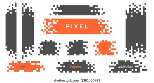 Pixel banner. Set of paint streaks .Strip paint . Abstract pixel background for the inscription. Vector illustration.
