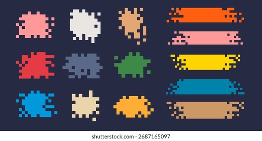 Anuncio de píxeles. Conjunto de rayas de pintura. Abstracción del Grunge. Ilustración vectorial.