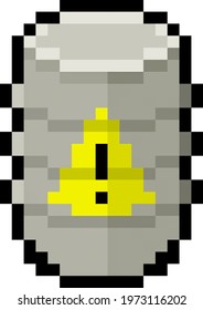Pixel barrel containing dangerous goods - Vector, isolated