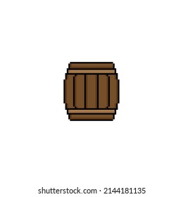  pixel barrel icon vector  pixel art for 8 bit game