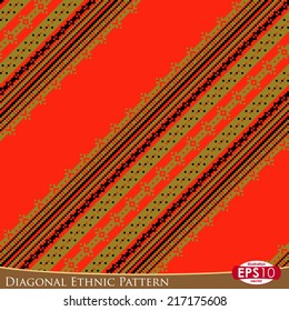 Pixel based vector abstract seamless pattern. 45 degrees diagonal illustration of color lines and ornate.