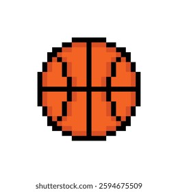 pixel   basketball and ball pixel art icon element for 8 bit game 