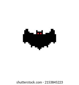pixel Bat  icon.  Vector pixel art Bat 
 8 bit logo for game