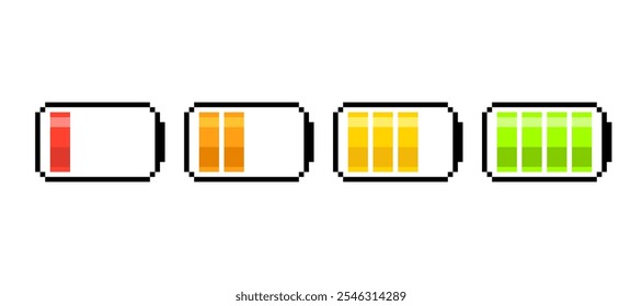Pixel battery icon. Clipart image isolated on white background