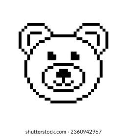 pixel bear icon.  Vector pixel art bear head 8 bit game logo for company 
