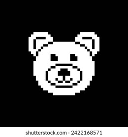 icono del oso píxel.  Logo del juego de 8 bits de la cabeza del oso de píxeles del vector para la empresa 
