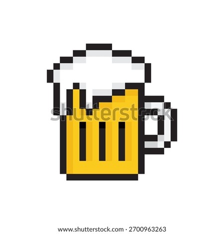 pixel beer glass icon. Vector pixel art beer mug  8 bit logo for game