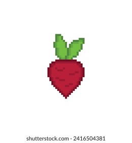 pixel beetroot icon.  Vector pixel art beet root icon 8 bit for game company logo template 