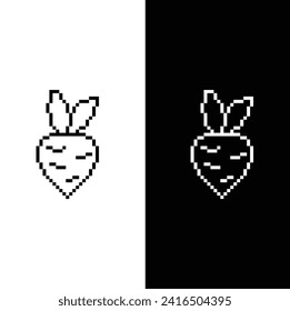 pixel beetroot icon.  Vector pixel art beet root icon 8 bit for game company logo template 