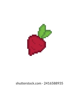 pixel beetroot icon.  Vector pixel art beet root icon 8 bit for game company logo template 