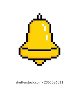 pixel Bell  icon.  Vector pixel art Bell 
 8 bit logo for game