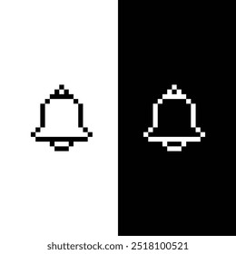 pixel Bell icon. Vector pixel art Bell 8 bit logo for game