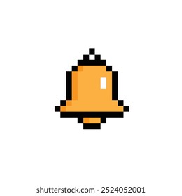 pixel Bell icon. Vector pixel art Bell 8 bit logo for game