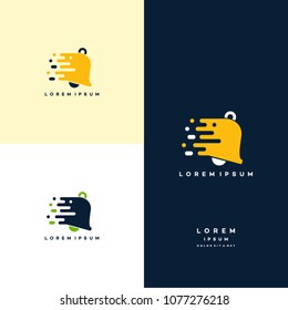 Pixel Bell Logo Designs Concept Vector, Notification Technology Logo Designs Template