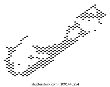 Pixel Bermuda Island map. Vector territory scheme. Cartographic concept of Bermuda Island map combined with filled circles.